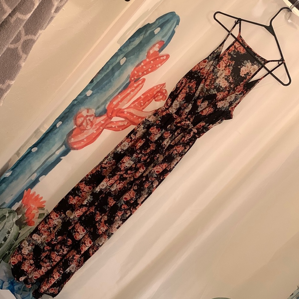 Floral faux wrap dress